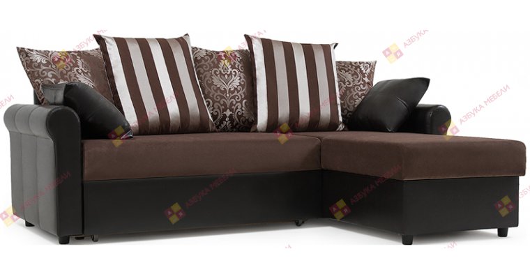 Рейн-Люкс  Страйп Темный угловой диван